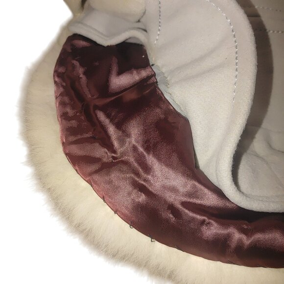 Real Fox Fur Collar Coat Belt Light Gray Wool Satin Lining Project or Parts - Picture 7 of 12